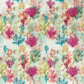 Clarke & Clarke Oceana Embroidered Printed Fabric Seafoam