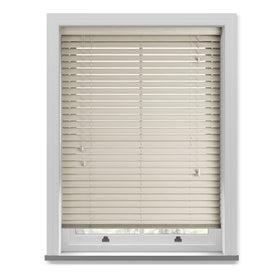 50mm Wood Essence Wooden Venetian Made To Measure Blind Fine Grain Mirage Parchment
