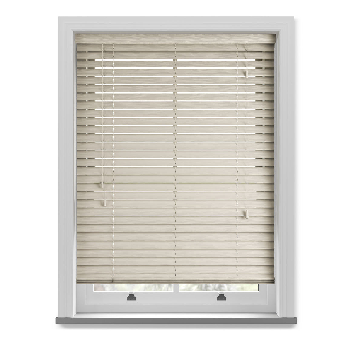 50mm Wood Essence Wooden Venetian Made To Measure Blind Fine Grain Mirage Parchment