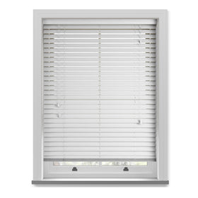 50mm Wood Essence Wooden Venetian Made To Measure Blind Fine Grain True White