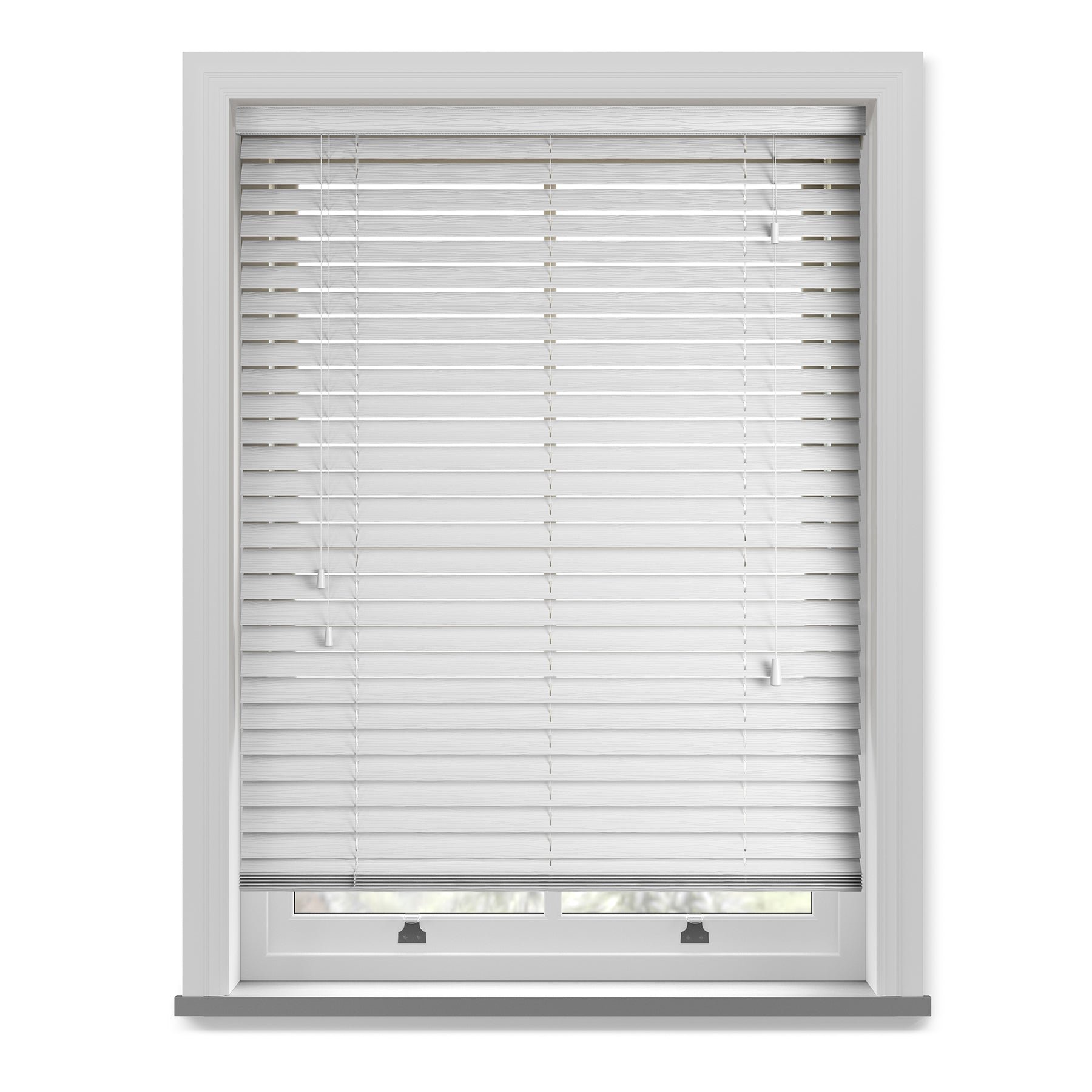 50mm Wood Essence Wooden Venetian Made To Measure Blind Fine Grain True White