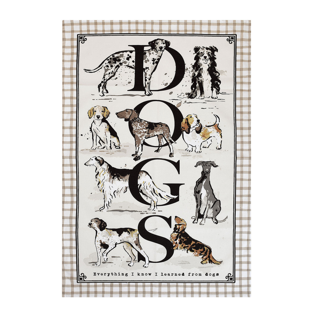 Ulster Weavers Country Dogs Cotton Tea Towel Brown