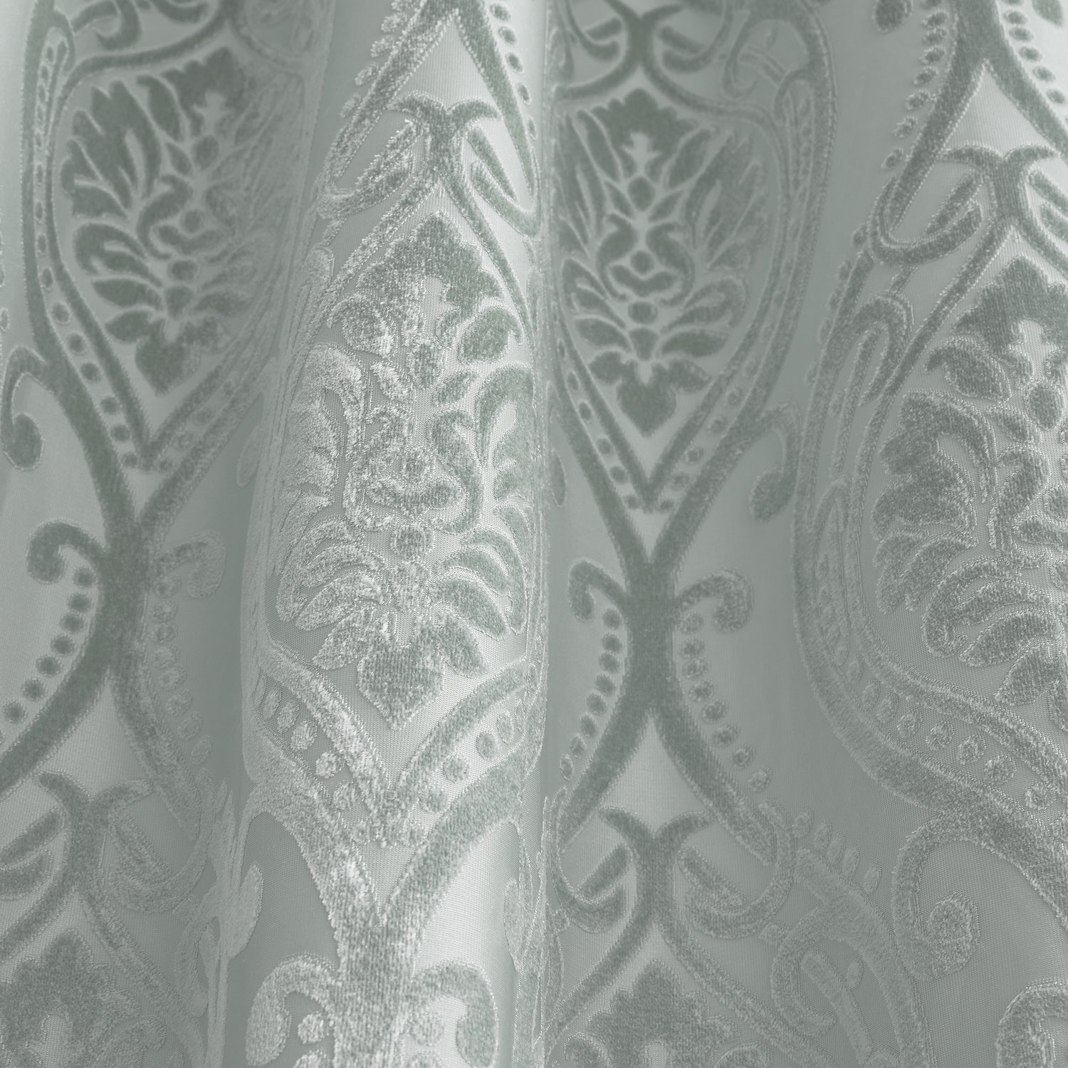 Curtina Chateau Embossed Jacquard Ready Made Eyelet Curtains Duck Egg