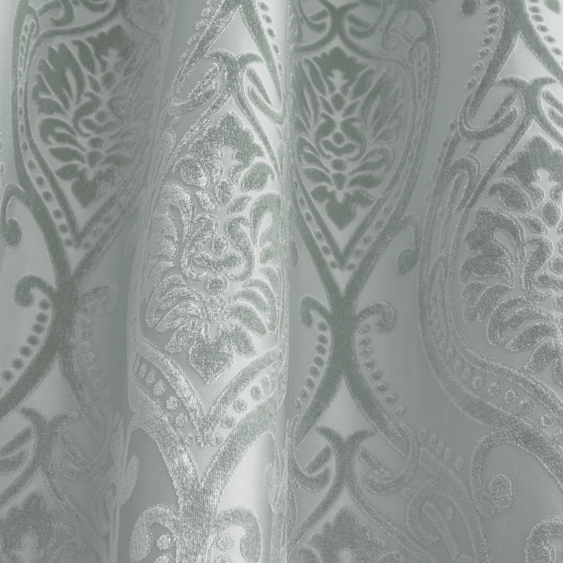 Curtina Chateau Embossed Jacquard Ready Made Eyelet Curtains Duck Egg