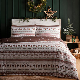 Fusion Christmas Fairisle Duvet Cover Bedding Set Natural