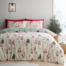 Fusion Christmas Gonks Brushed Cotton Duvet Cover Bedding Set Natural