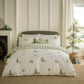 Wylder Nature Charlecote Duvet Cover Bedding Set Green Natural