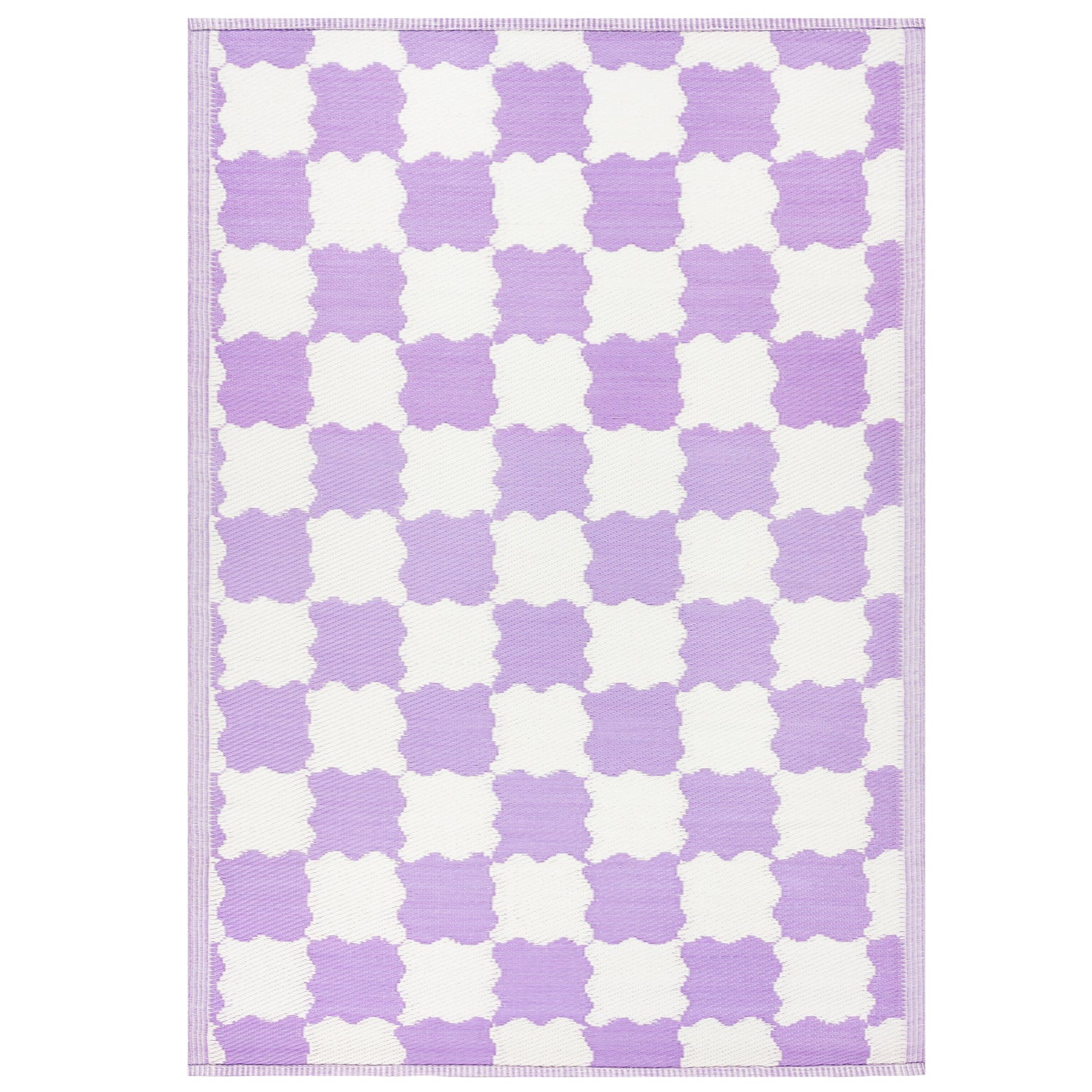 Check Outdoor Indoor 100% Recycled 120cm x 180cm Rug Lilac
