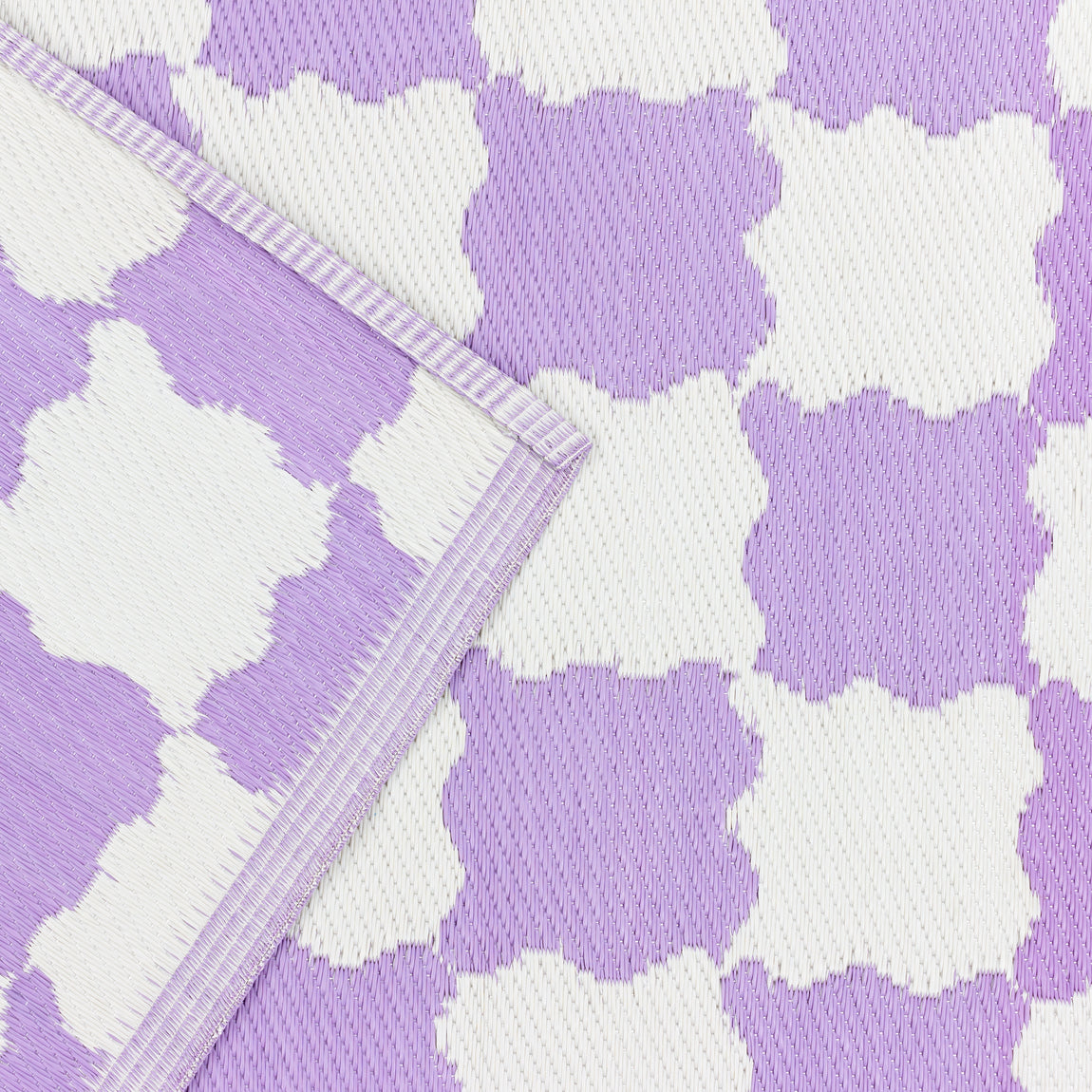 Check Outdoor Indoor 100% Recycled 120cm x 180cm Rug Lilac