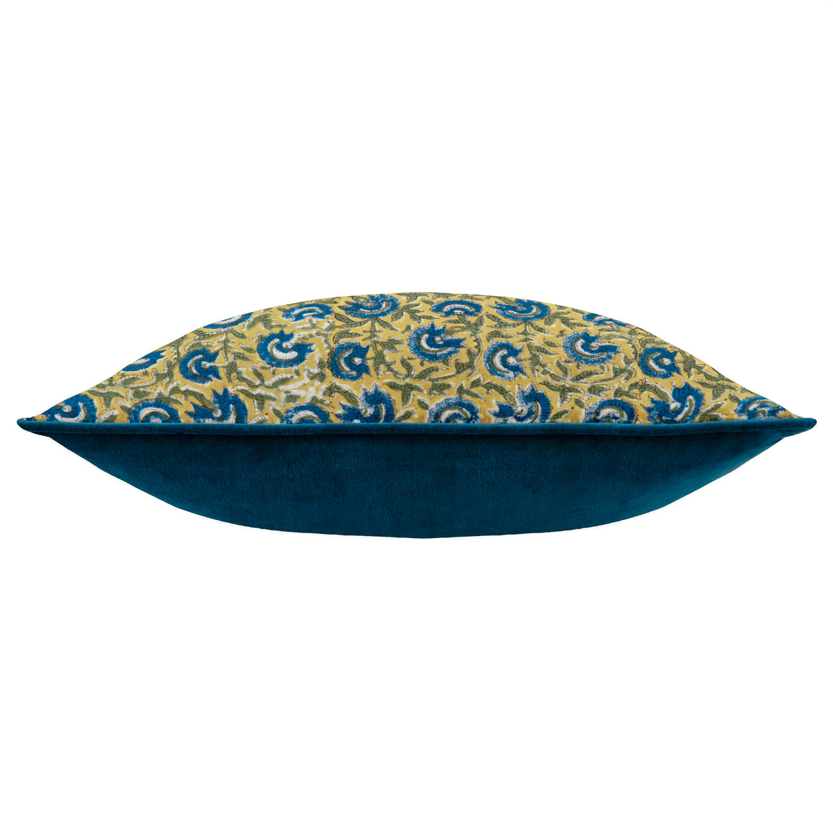 Chedworth Piped Velvet Filled Cushion 50cm x 50cm Lemon True Blue