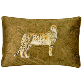 Cheetah Forest Velvet Boudoir Filled Cushion 30cm x 50cm Gold