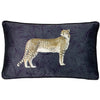 Cheetah Forest Velvet Boudoir Filled Cushion 30cm x 50cm Navy
