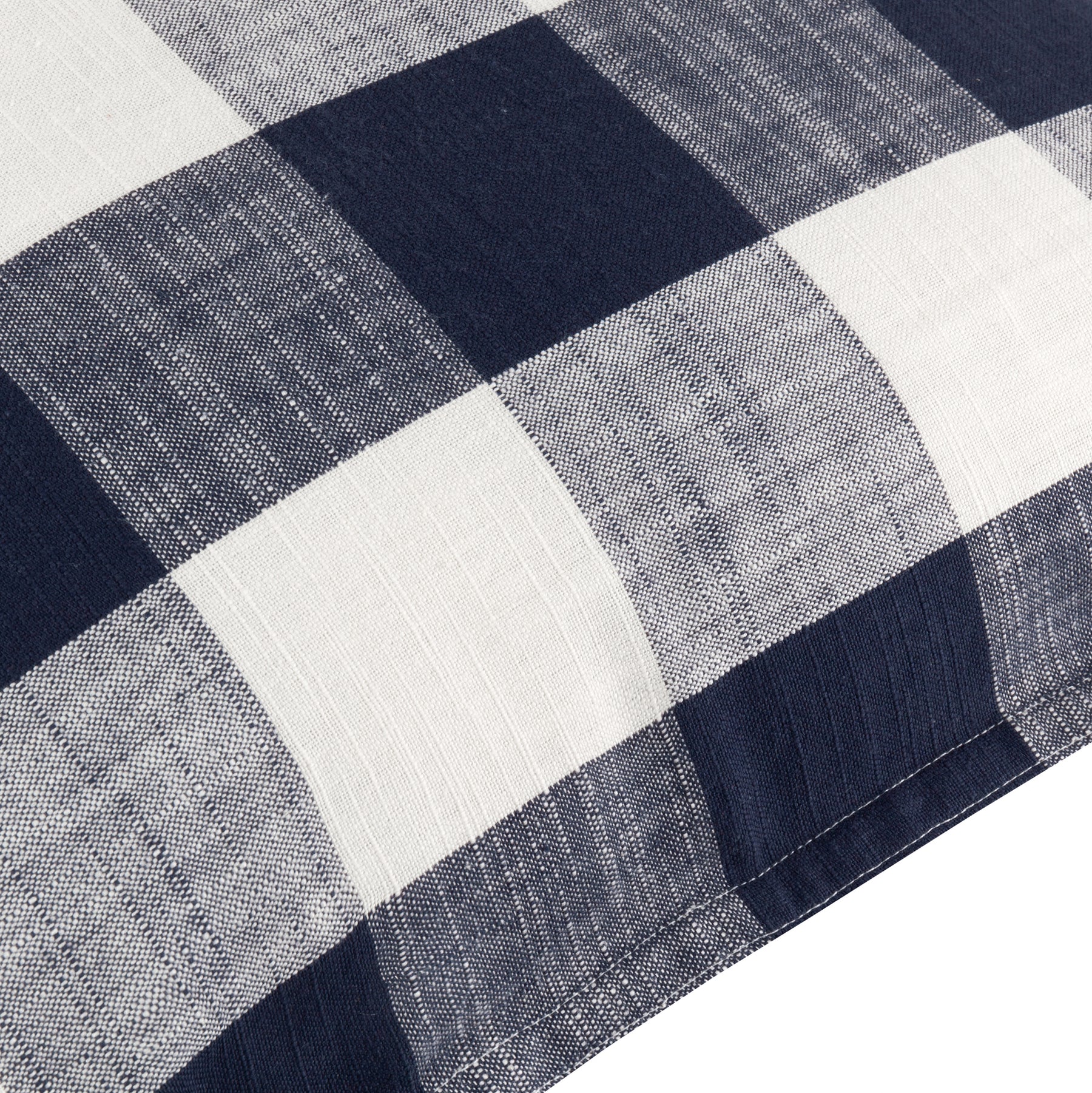Yard Chesil Check Cotton Outdoor 50cm x 50cm Filled Cushion Navy
