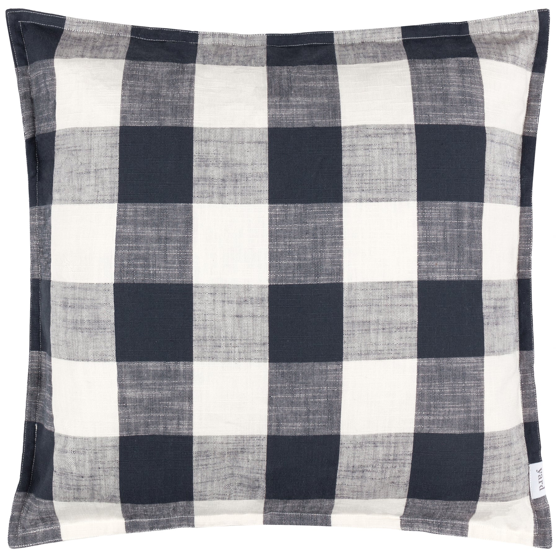 Yard Chesil Check Cotton Outdoor 50cm x 50cm Filled Cushion Navy