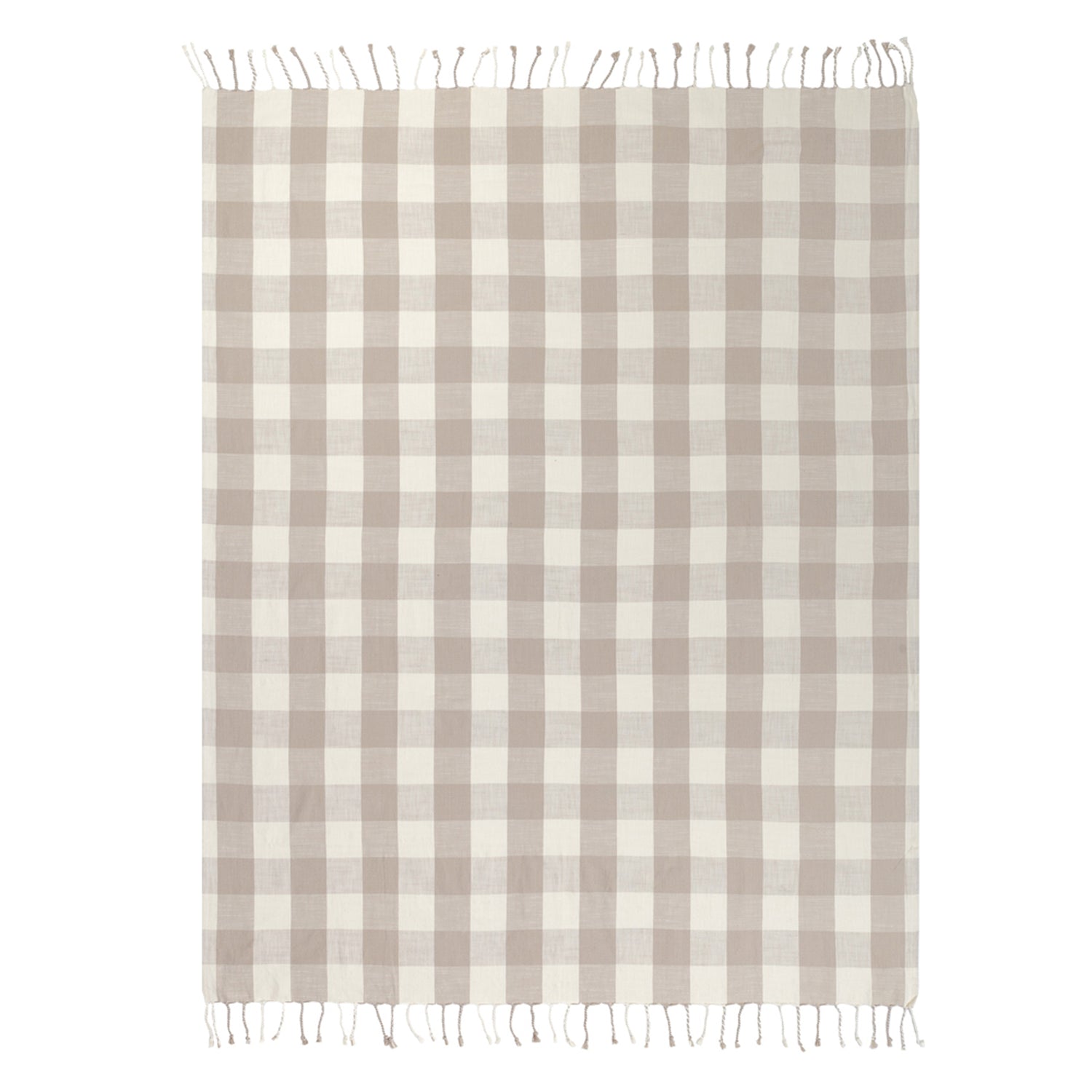 Yard Chesil Check Tasselled Cotton 130cm x 170cm Throw Natural