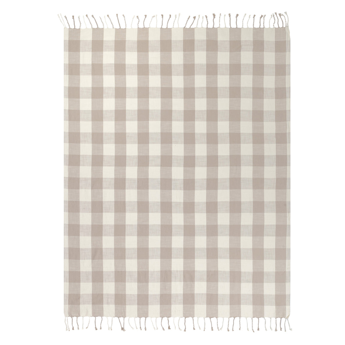 Yard Chesil Check Tasselled Cotton 130cm x 170cm Throw Natural