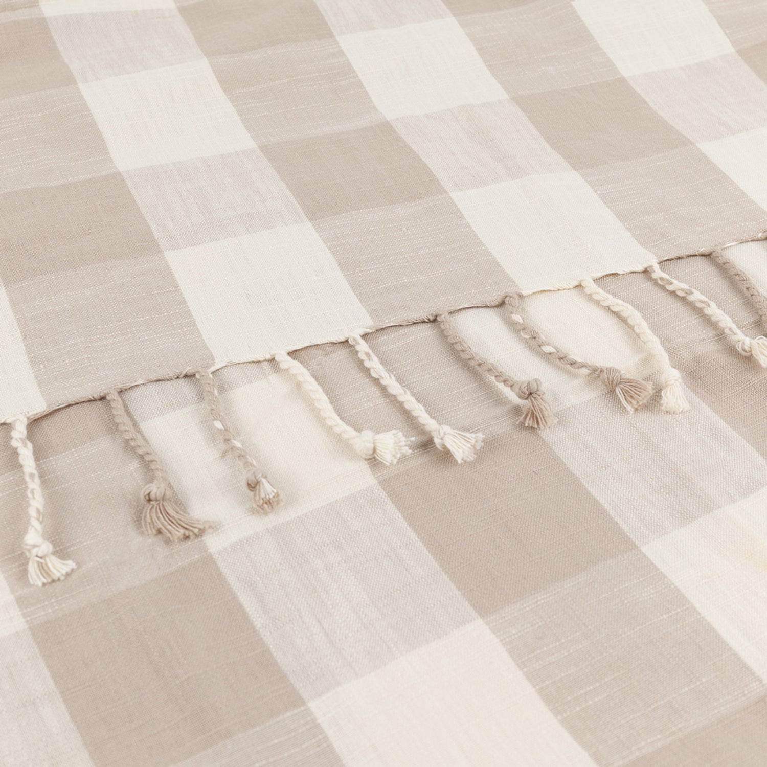 Yard Chesil Check Tasselled Cotton 130cm x 170cm Throw Natural