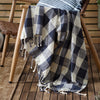 Yard Chesil Check Tasselled Cotton 130cm x 170cm Throw Navy