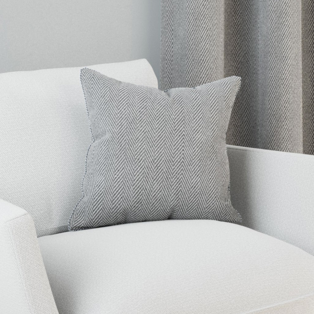 Chester Herringbone Filled Cushion 43cm x 43cm Grey