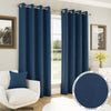 Chester Thermal Herringbone Ready Made Eyelet Blackout Curtains Navy