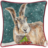 Evans Lichfield Christmas Hare Piped Filled Cushion 43cm x 43cm Multi