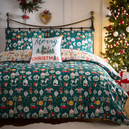 Fusion Christmas Ornaments Duvet Cover Bedding Set Green