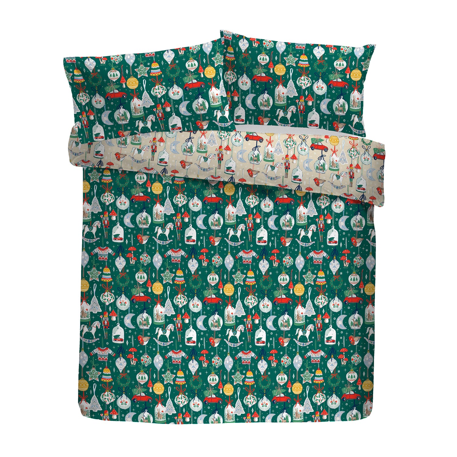 Fusion Christmas Ornaments Duvet Cover Bedding Set Green