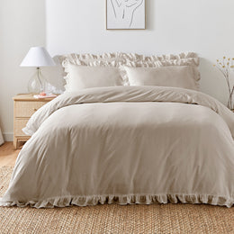 Appletree Cassia Frill Duvet Cover Bedding Set Natural