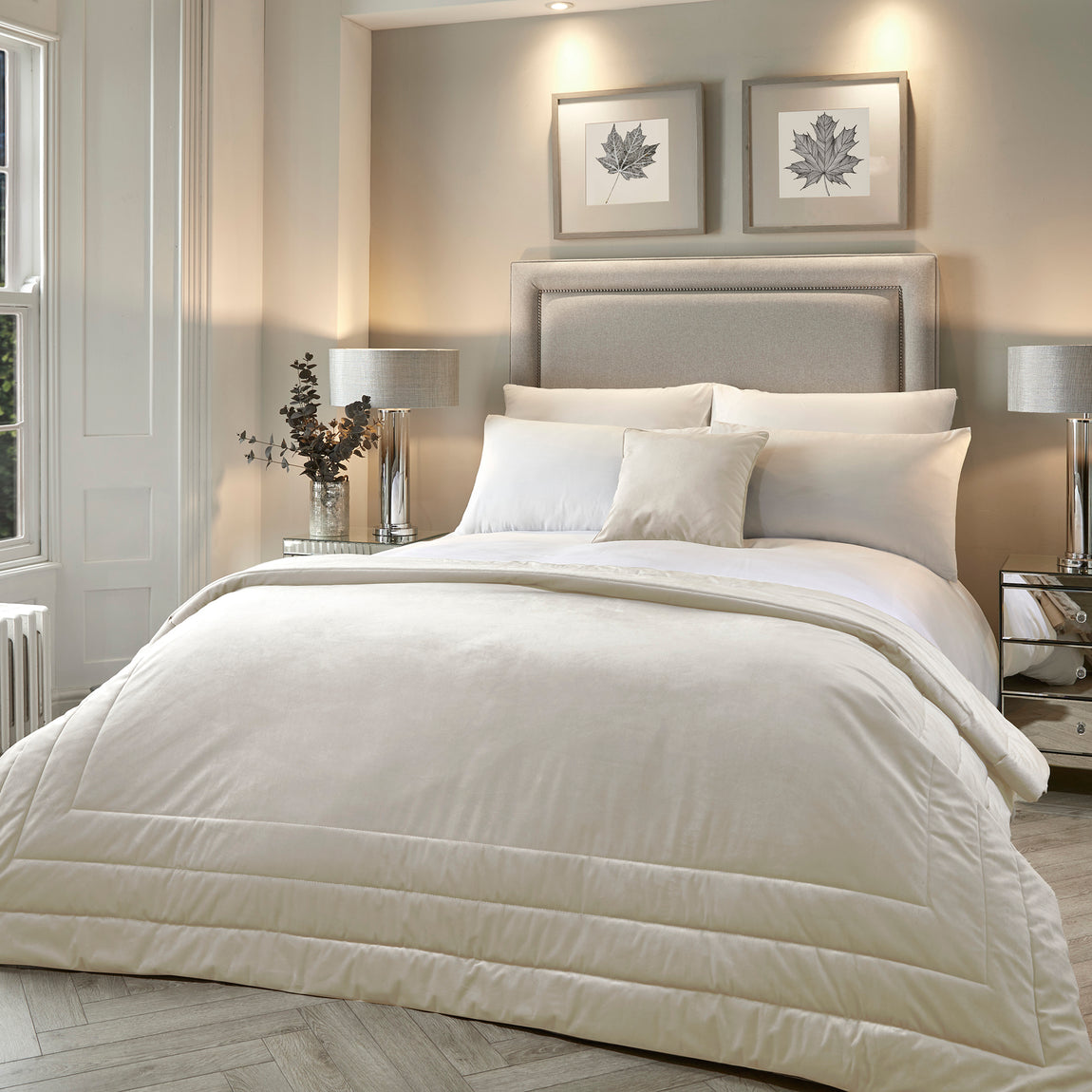 Laurence Llewelyn-Bowen Chic Velvet Touch 150cm x 220cm Bedspread Ivory