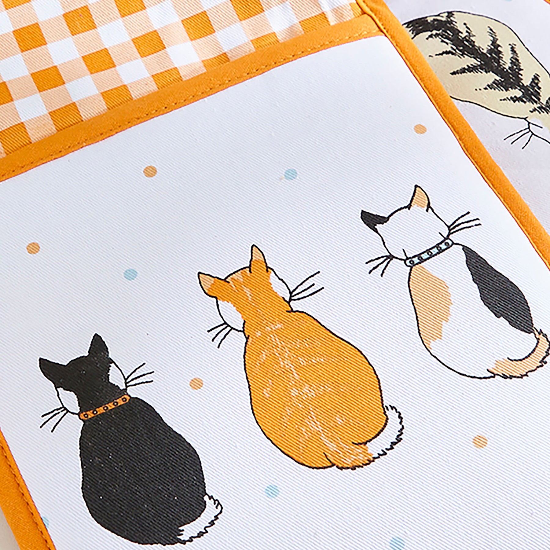 Ulster Weavers Cats In Waiting Double Oven Glove Orange