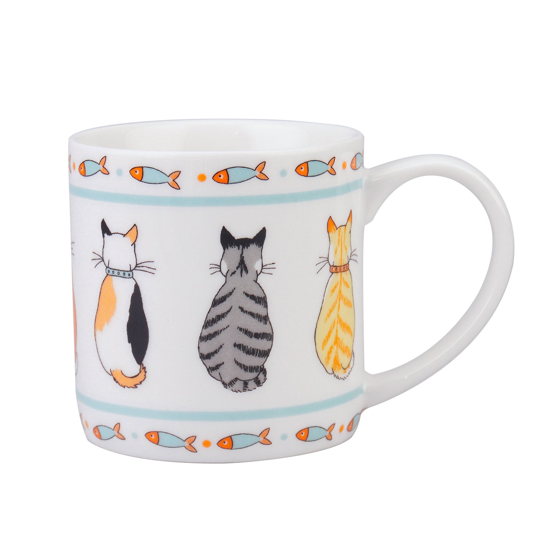 Ulster Weavers Cats In Waiting Bone China Mug Orange