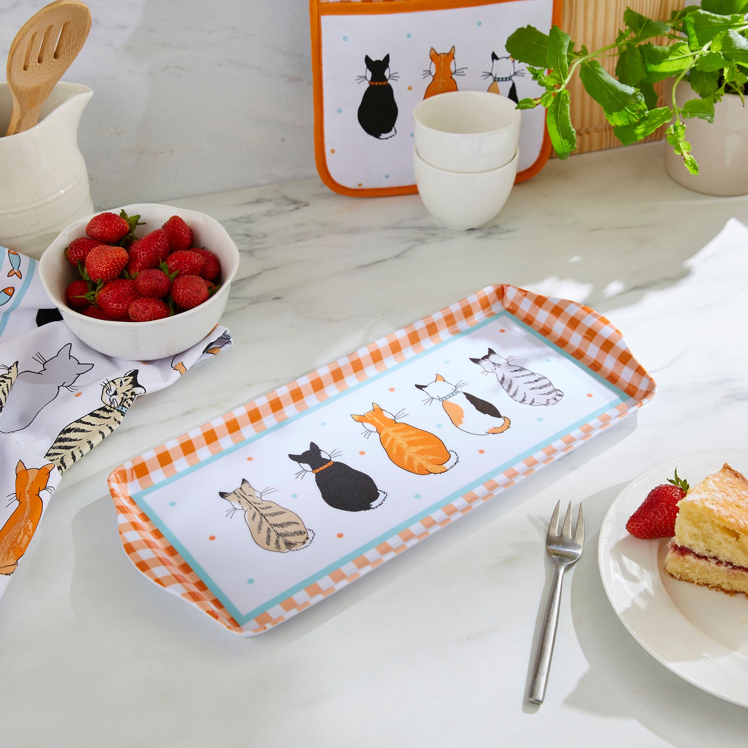 Ulster Weavers Cats In Waiting Small Tray Orange