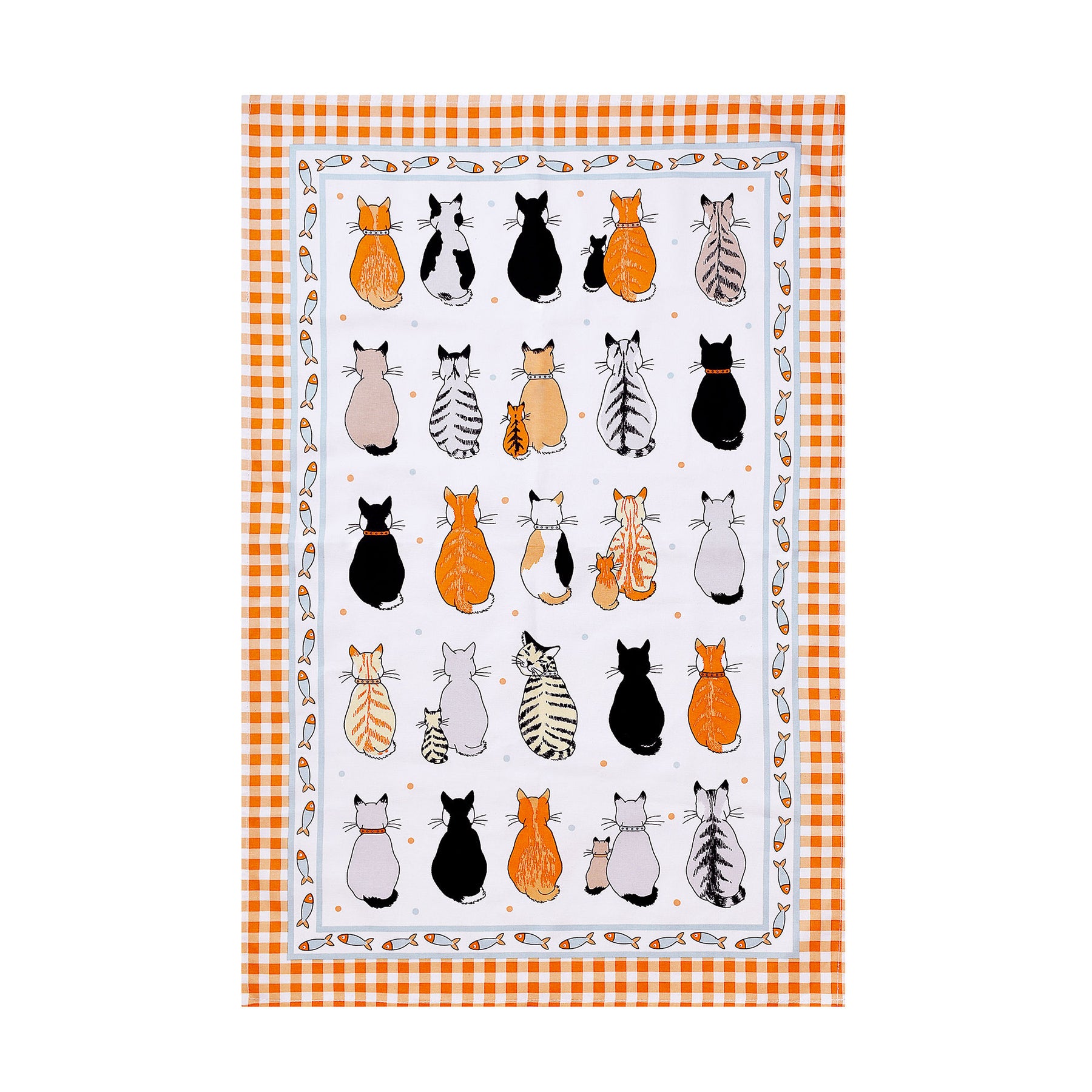 Ulster Weavers Cats In Waiting Cotton Tea Towel Orange