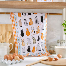 Ulster Weavers Cats In Waiting Cotton Tea Towel Orange