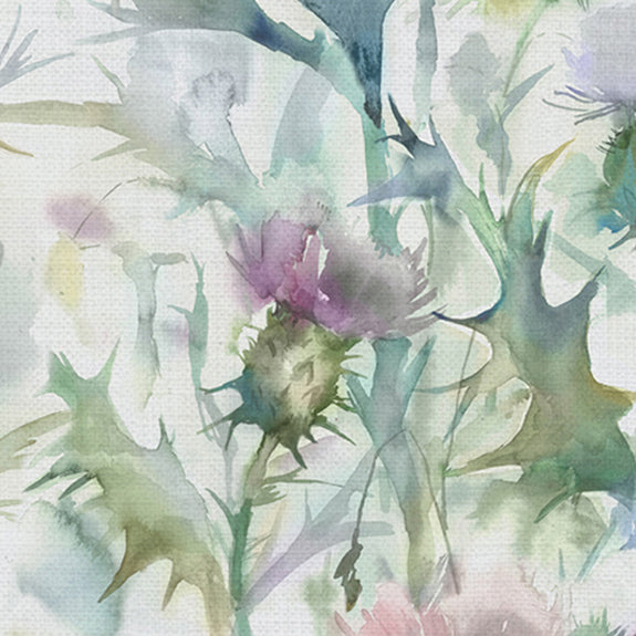 Voyage Maison Cirsium Printed Cotton Fabric Damson Natural