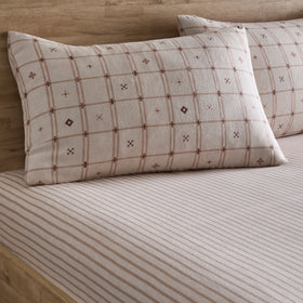 Dreams & Drapes Cottage Stripe Brushed Cotton Bed Linen Fitted Sheet Natural