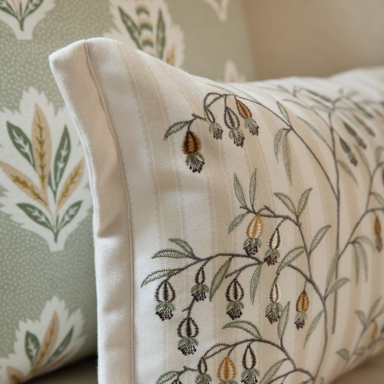 Sanderson Chinese Lanterns Embroidered 30cm x 65cm Filled Boudoir Linen