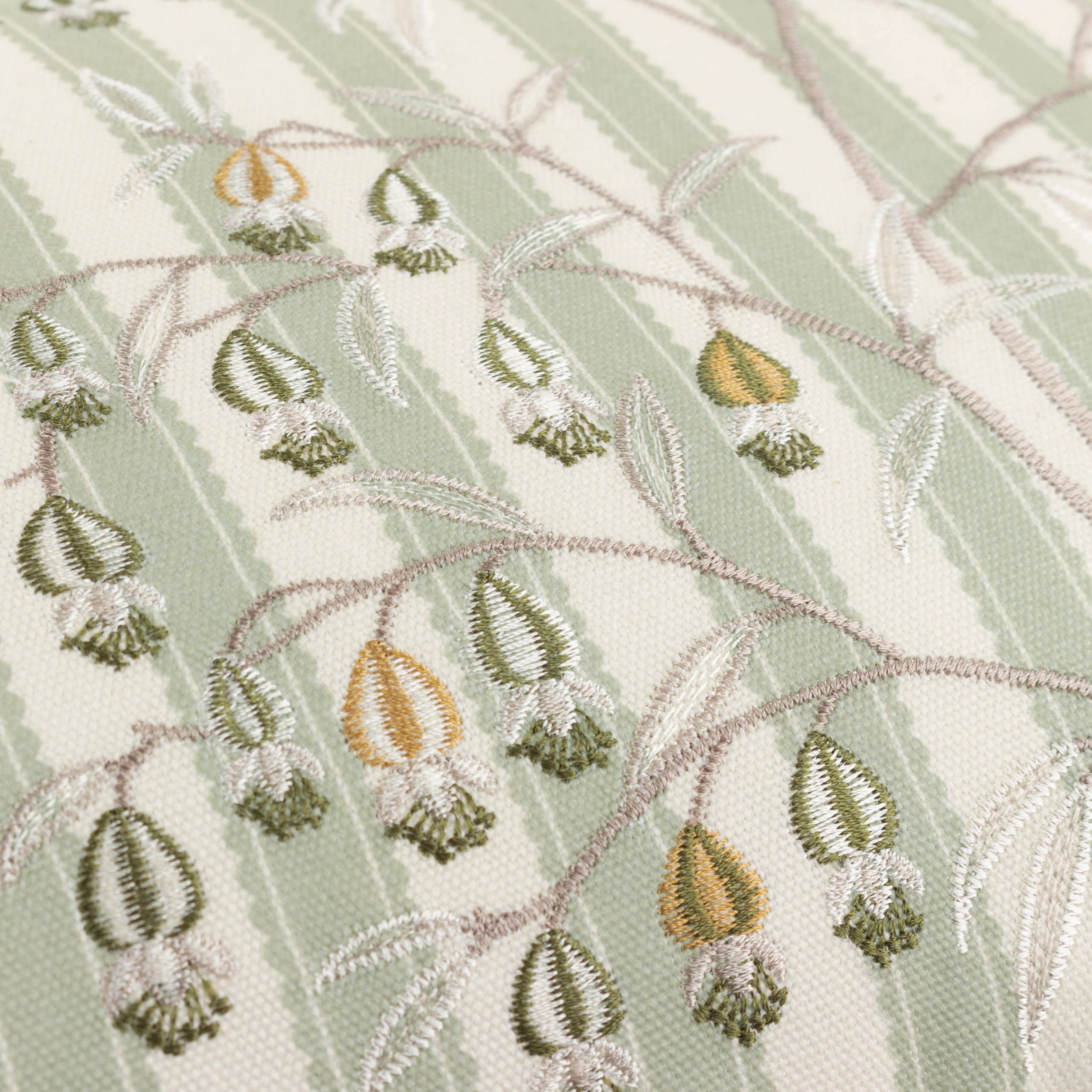 Peter Reed Hand Embroidered Cotton Boudoir Pillow Sham - Peach & Green - 12x16 Inch