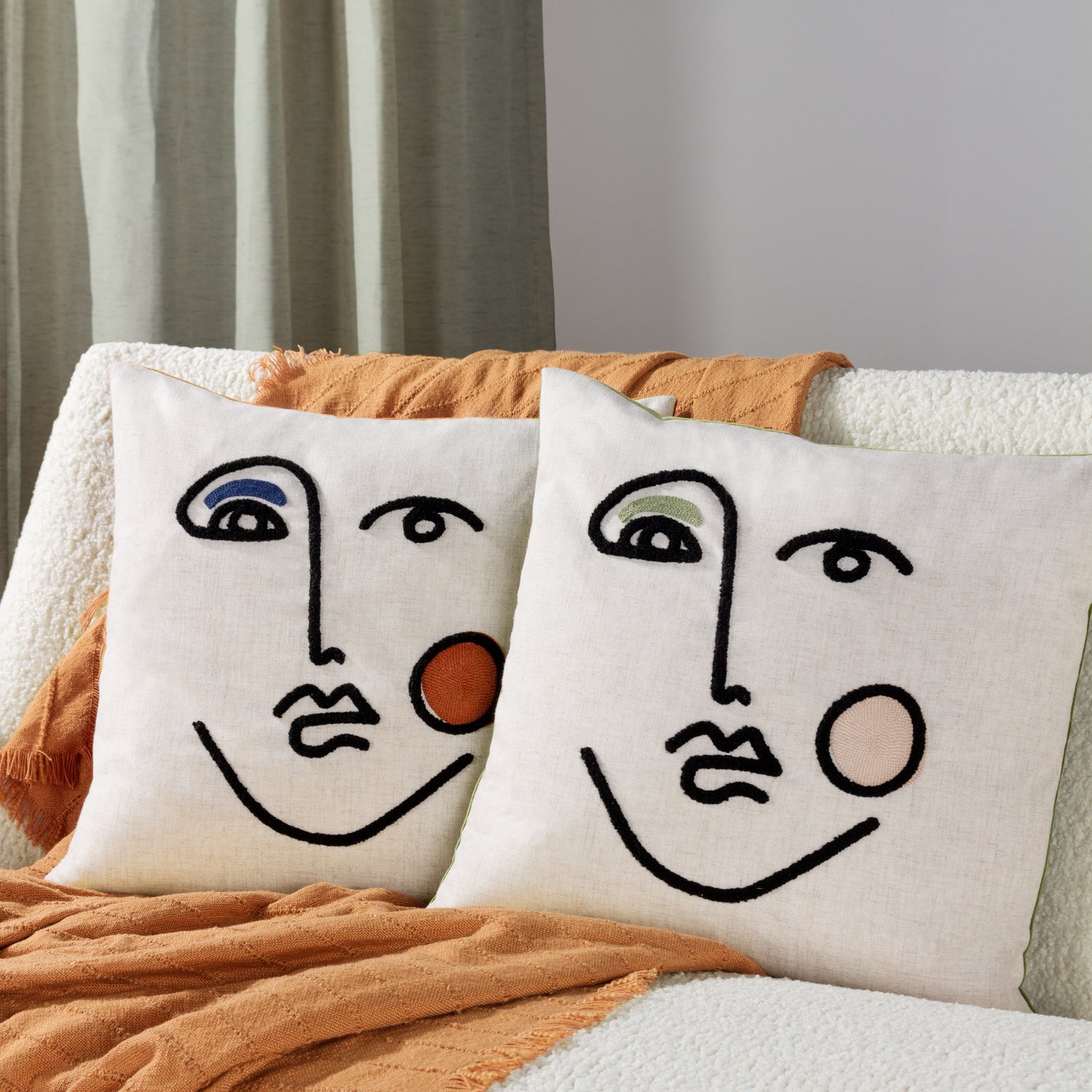 Furn Cleo Linear Woven Filled Cushion 45cm x 45cm Ginger Navy