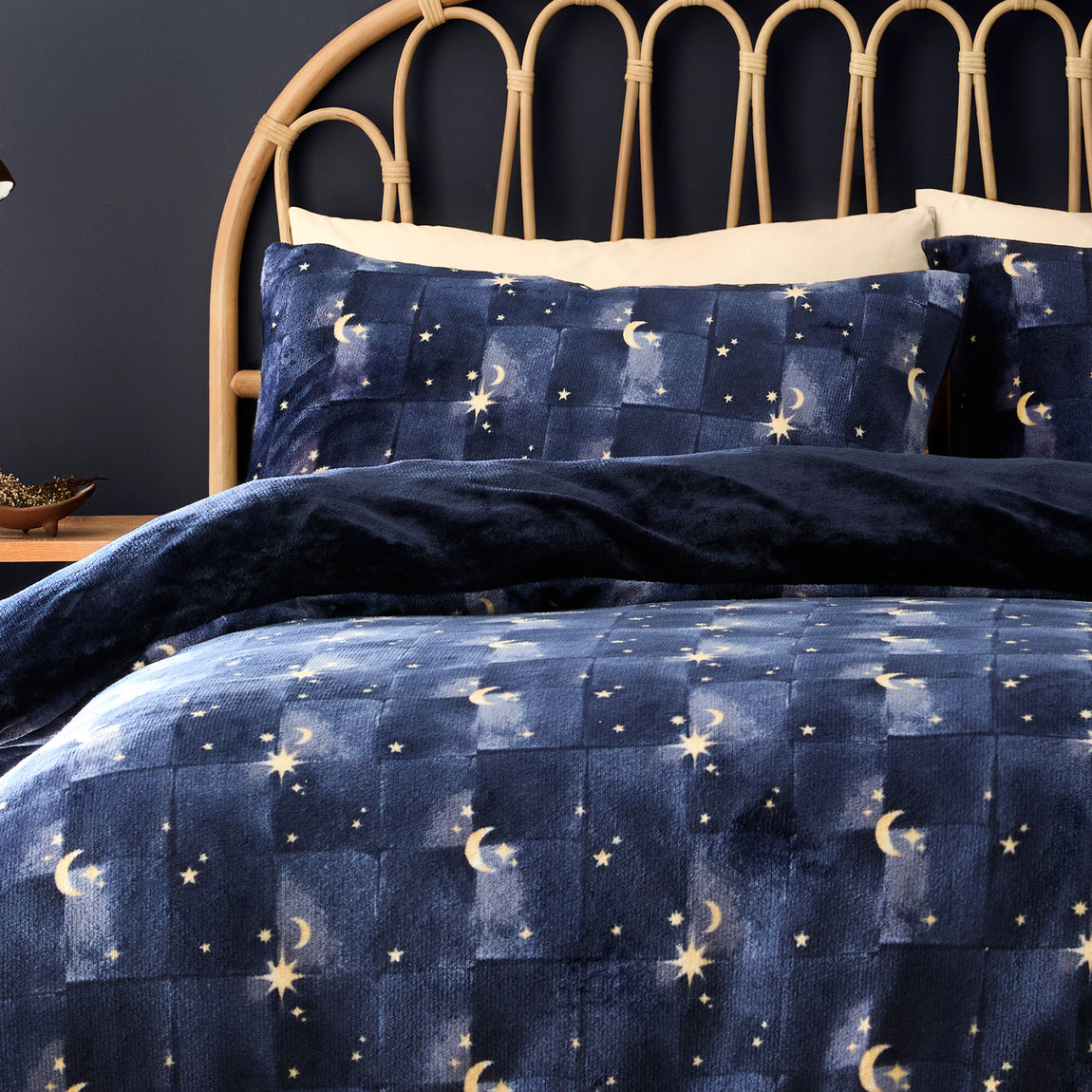 Fusion Cosmic Star Flannel Fleece Duvet Cover Bedding Set Navy