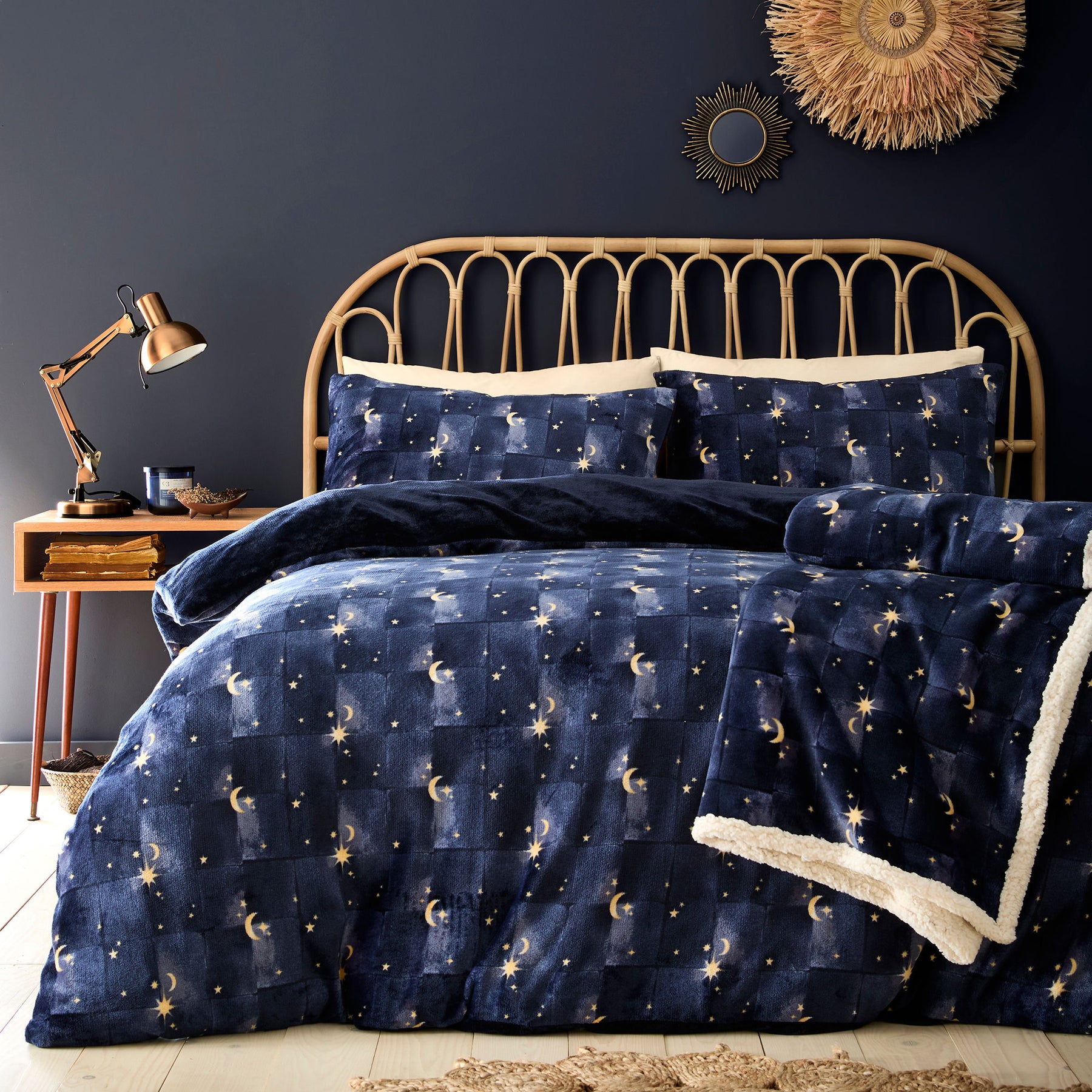 Fusion Cosmic Star Flannel Fleece 150cmx200cm Throw Navy