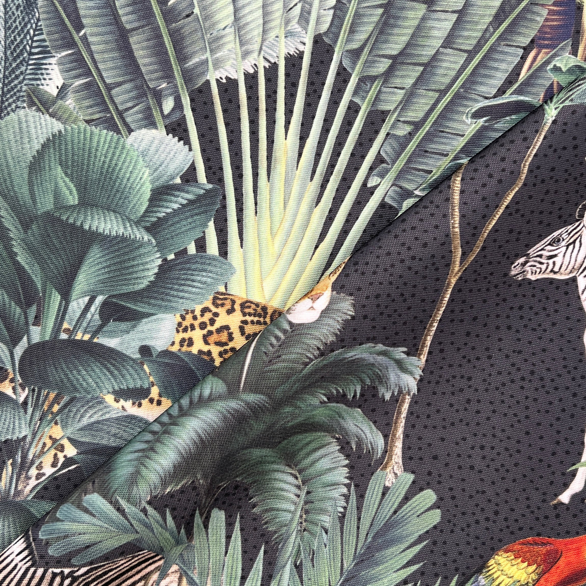 Royal Palm Outdoor UV Water Resistant Printed Fabric Charcoal