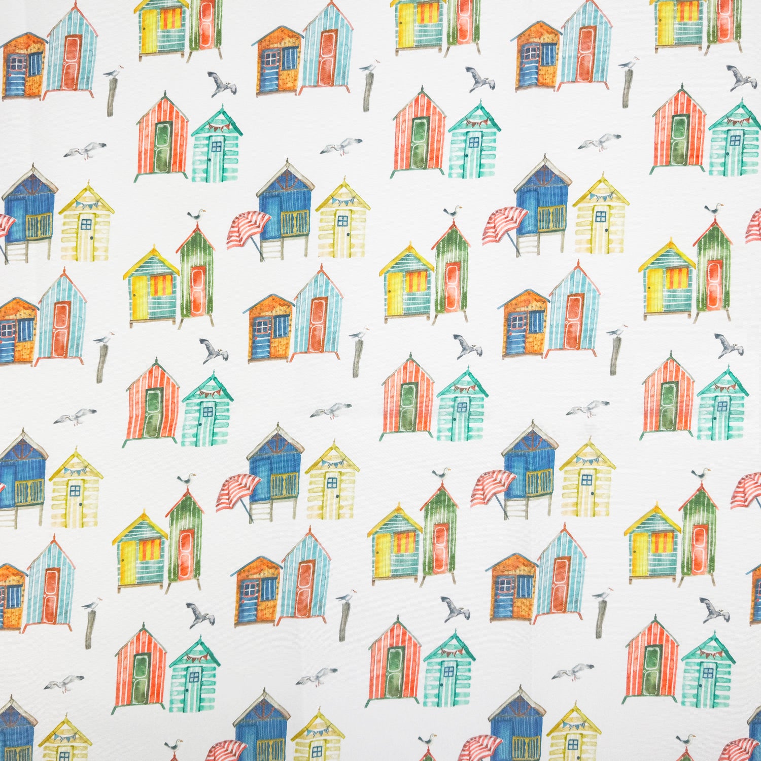 Beach Huts Water UV Resistant Outdoor Fabric Multi