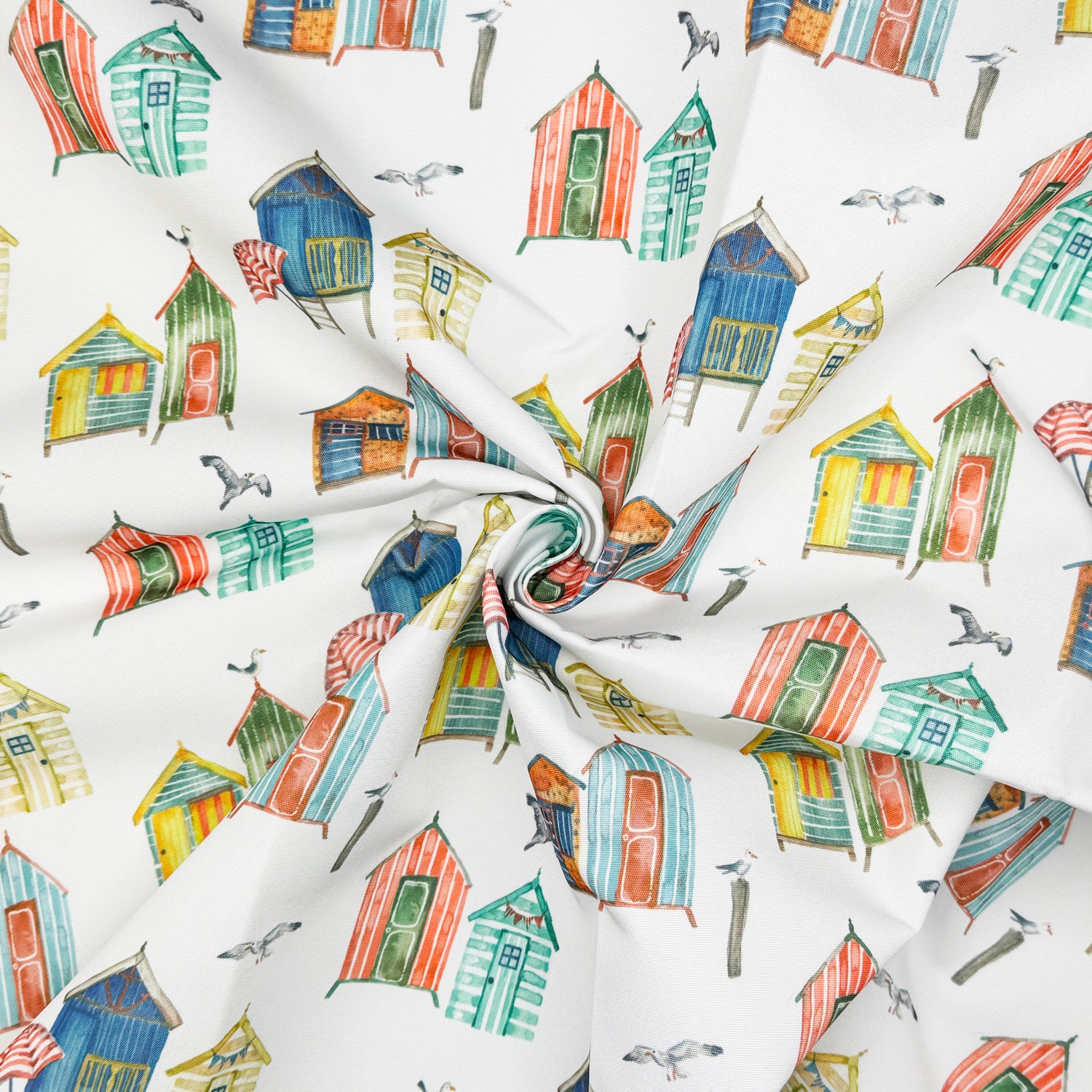 Beach Huts Water UV Resistant Outdoor Fabric Multi