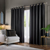 Paoletti Corinthian Velvet Ready Made Eyelet Curtains Black