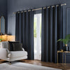Paoletti Corinthian Velvet Ready Made Eyelet Curtains Midnight