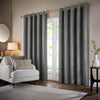Paoletti Corinthian Velvet Ready Made Eyelet Curtains Grey
