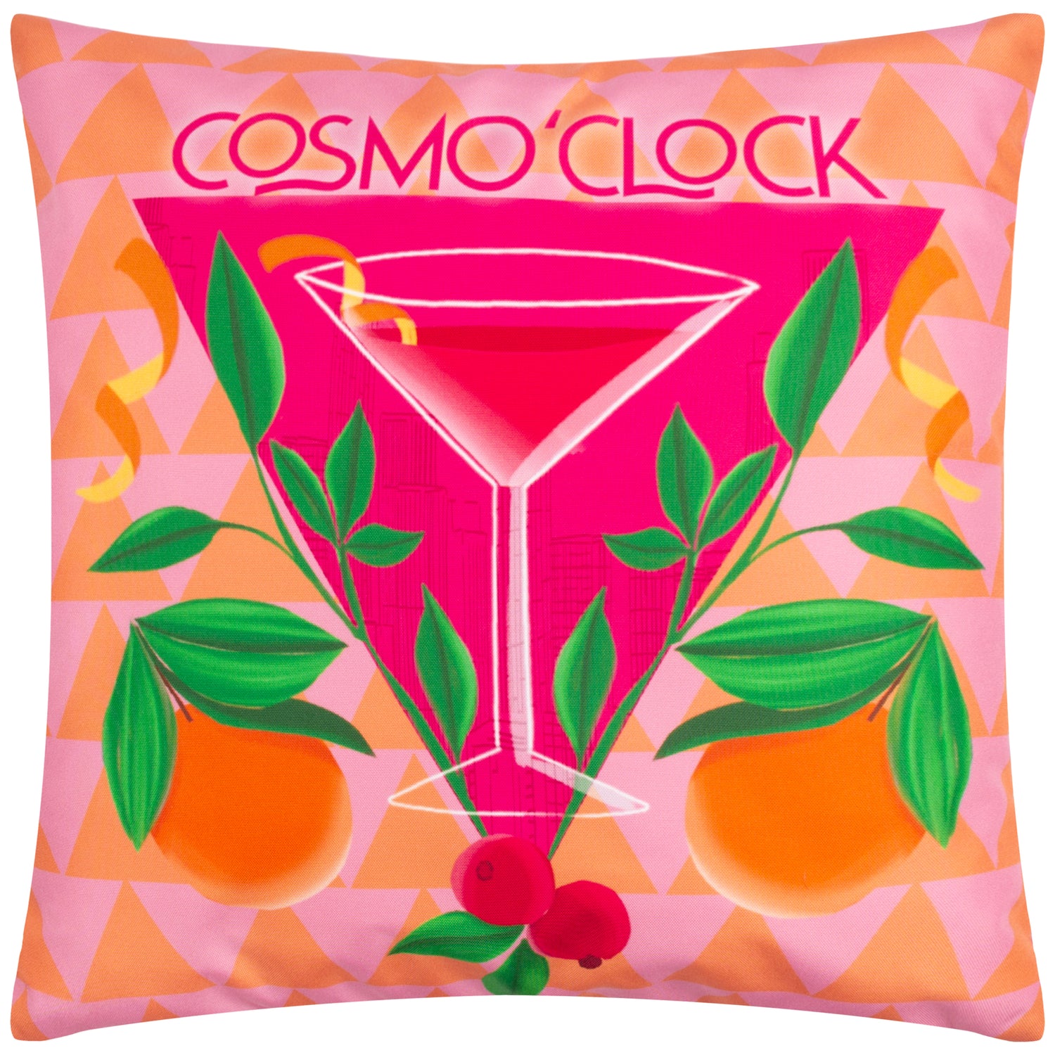 Cosmo O' Clock Abstract Outdoor Filled Cushion 43cm x 43cm Pink