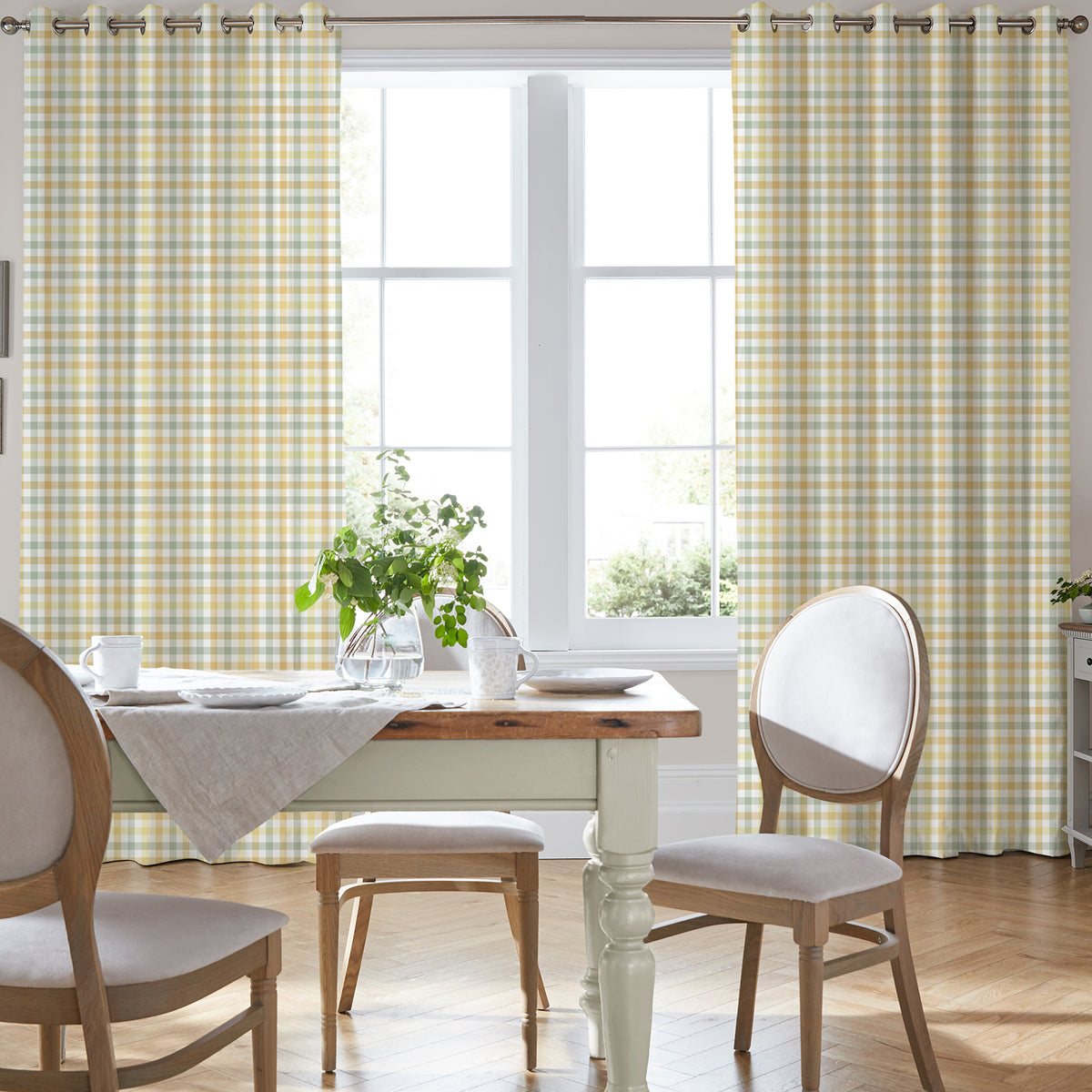 Laura Ashley Cove Check Made to Measure Curtain Ochre