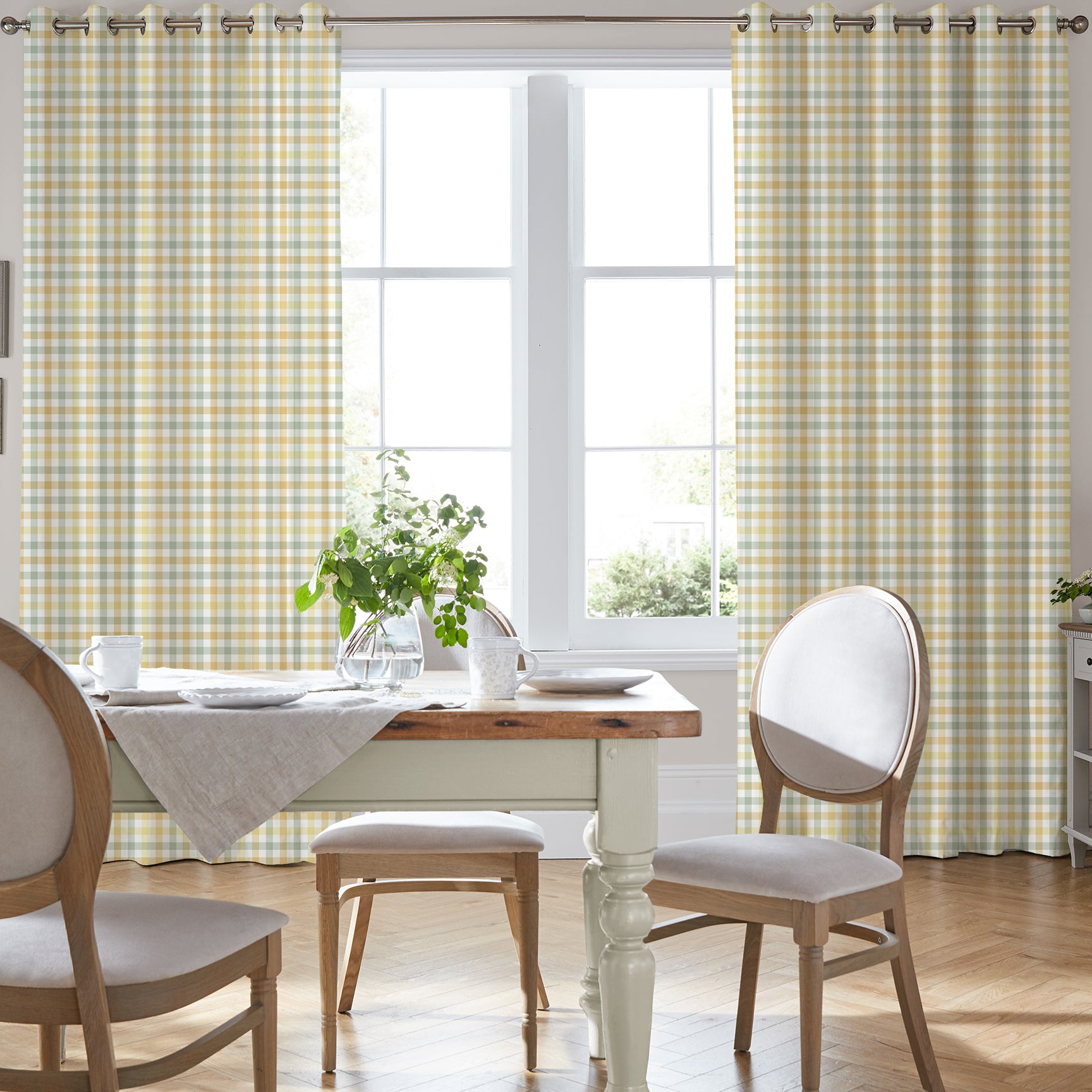 Laura Ashley Cove Check Made to Measure Curtain Ochre